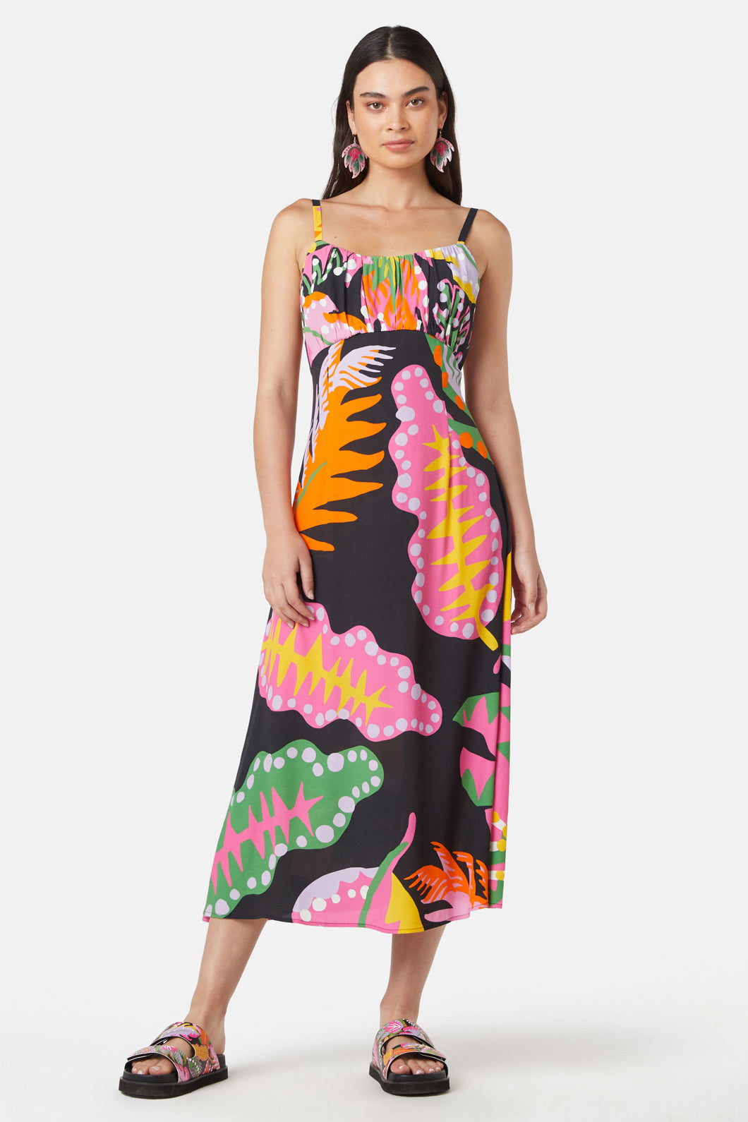 gorman festival dress Slip Dress Gorman Festival Dress Gorman Australia Silk Linen Blend Large Floral Print Sleeveless