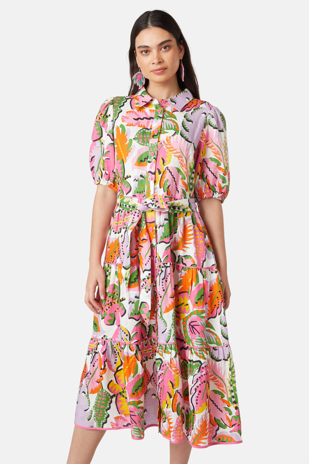 Tropical store shirt dress