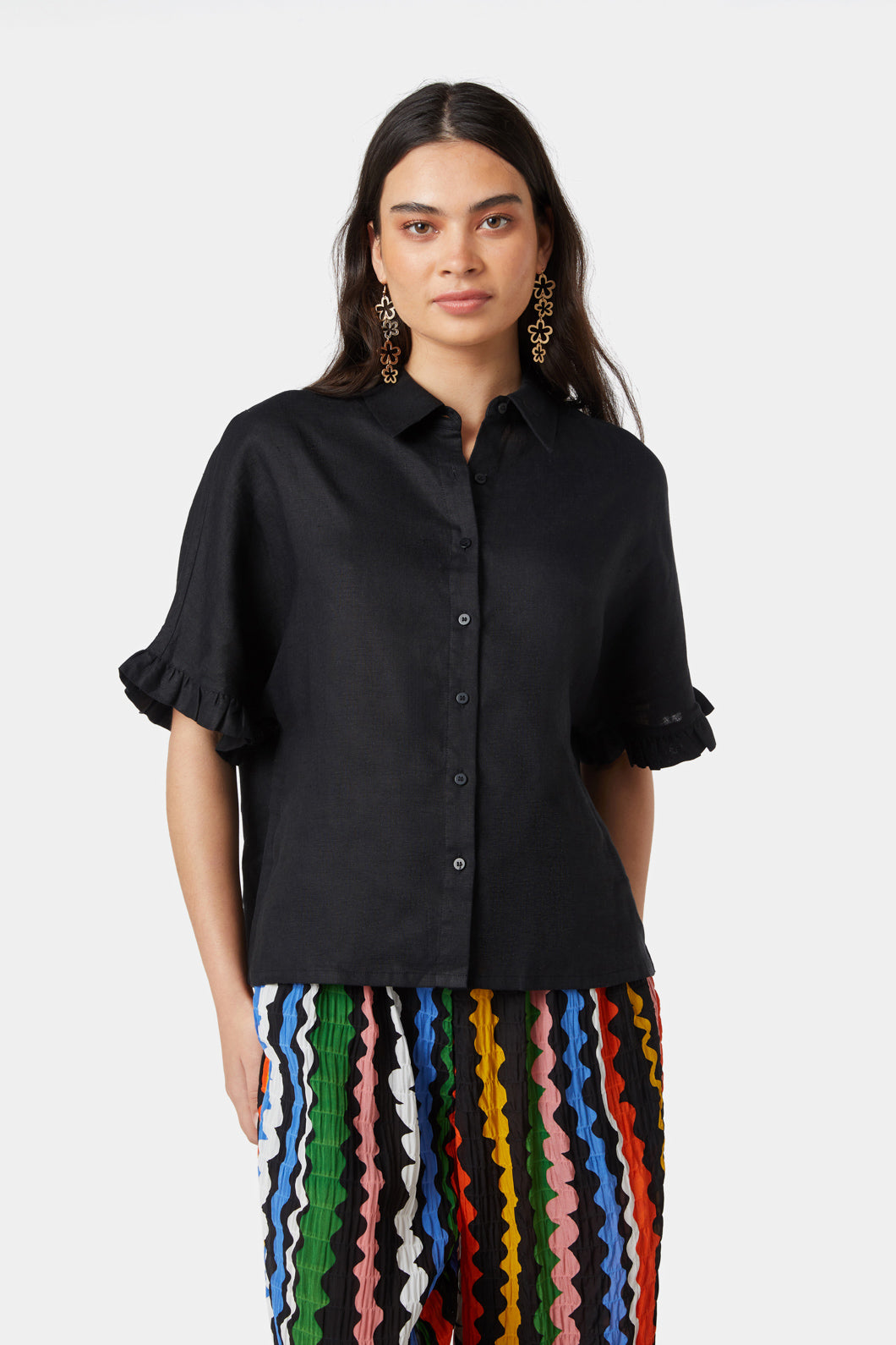 Women's 100% European Linen Short Sleeve Shirt  Short sleeve shirt women,  Linen short, Short sleeve shirt