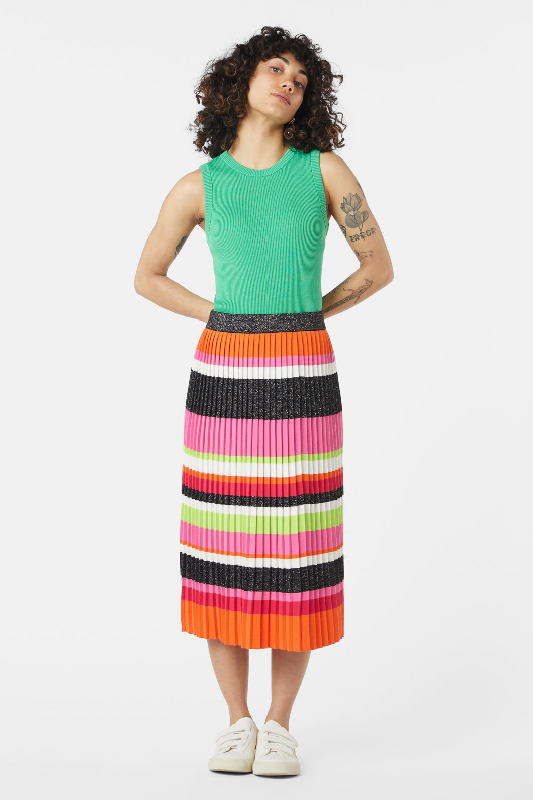 Pleated hotsell stripe skirt