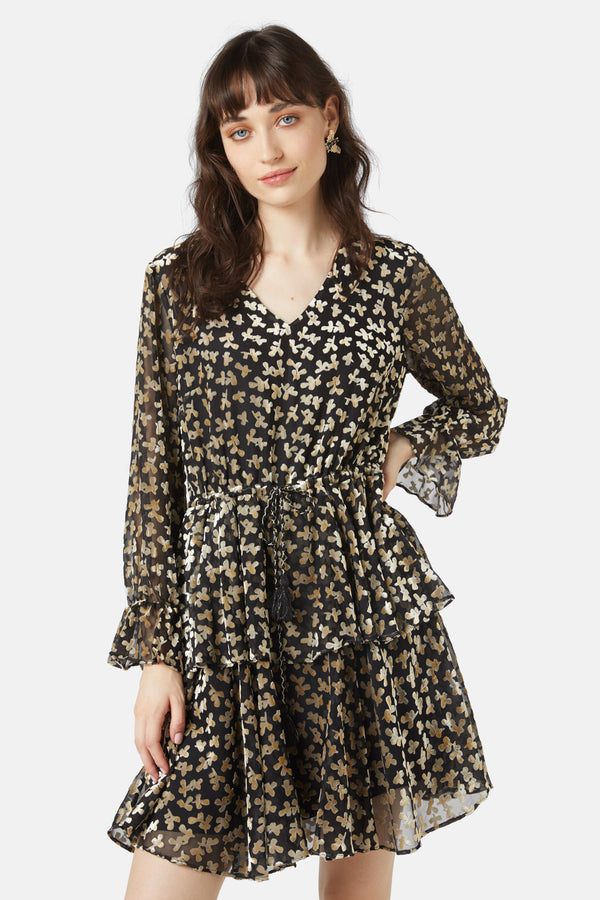 Gorman - Champaign Bubbles Devore Dress - gold