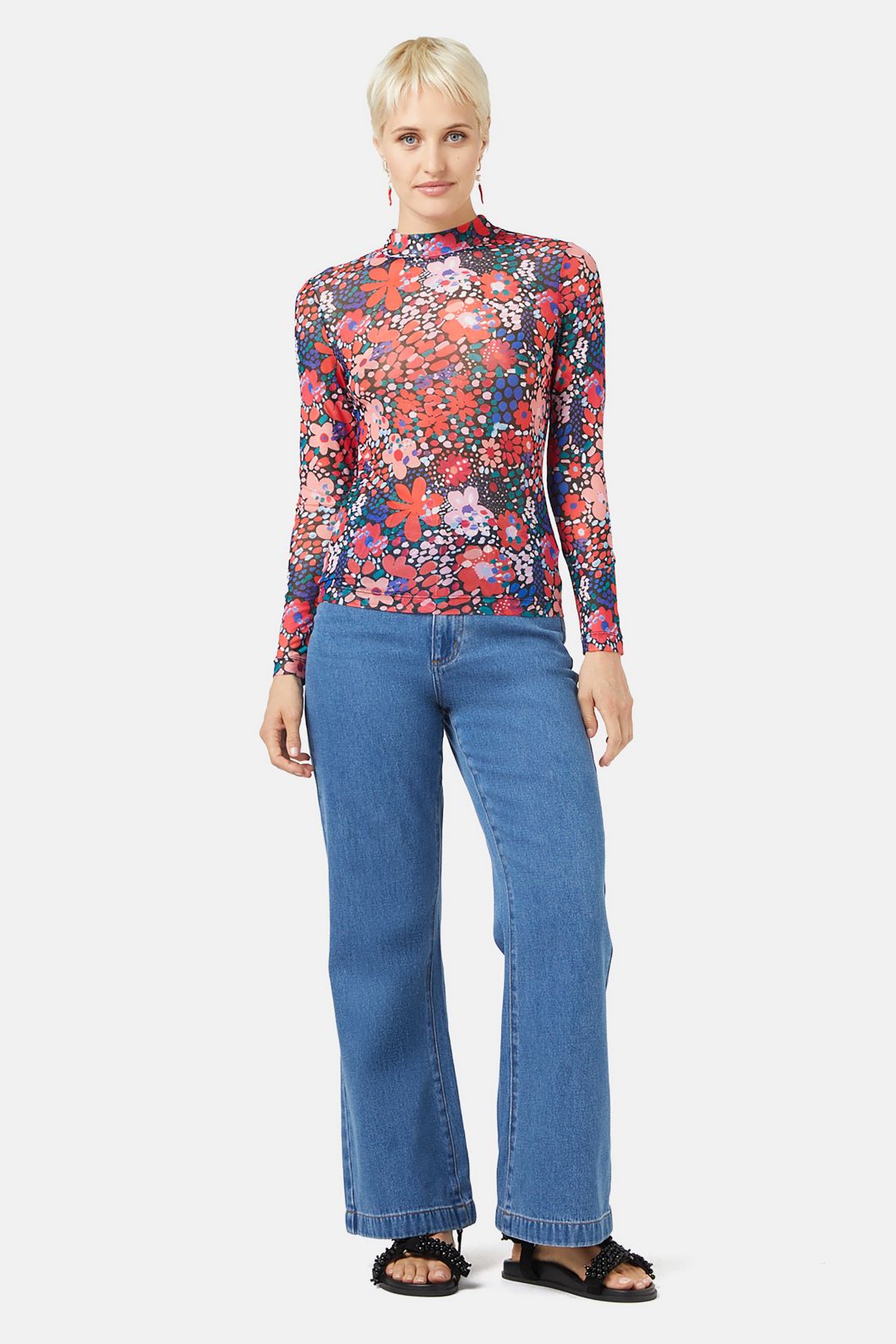 Gorman - Petal Dance Mesh Top - print